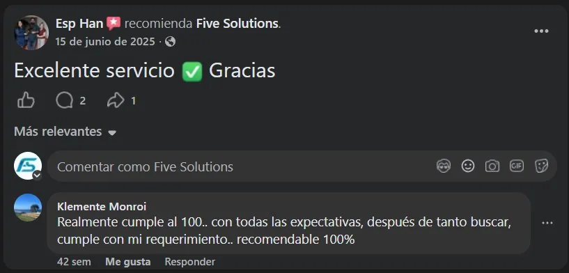 Reseñas verificadas en Facebook