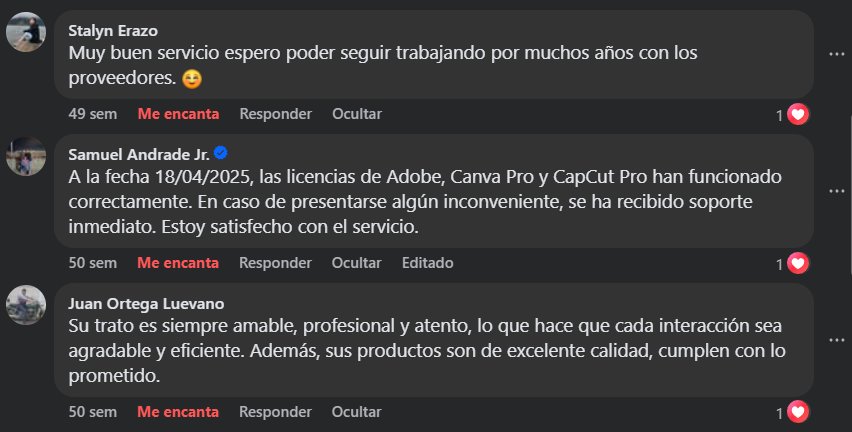 Comentarios Facebook de Stalyn Erazo, Samuel Andrade y Juan Ortega